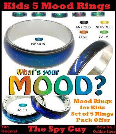 Kids 5 Mood Ring Pack Rings Changes Colour to Reveal Your Inner Emotions Cool Calm Lovable