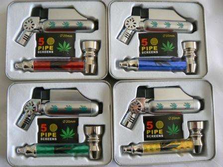 Smoking Pipe with Blow Torch in Assorted Styles Designs and Colours Tins May Vary in Style Shapes