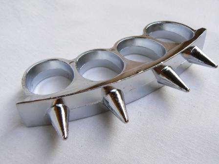 Studded Knuckle Buster SILVER Fist Fighter Extremely Dangerous