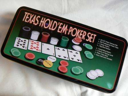 Poker Tin Set Texas Hold Play Casino Poker Nice Pub Game BIN0060