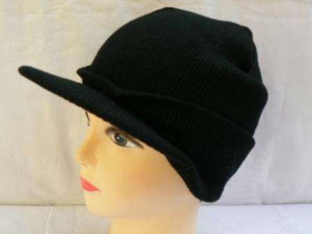 Peak Cap Beanie (BLACK) (Quality Wool)