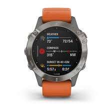 Garmin Fenix 6 - Pro/ Sapphire Edition - Titanium/ Ember Orange Band | Premium Multisport GPS Watch