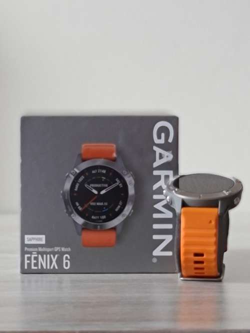 Garmin Fenix 6 - Pro/ Sapphire Edition - Titanium/ Ember Orange Band | Premium Multisport GPS Watch
