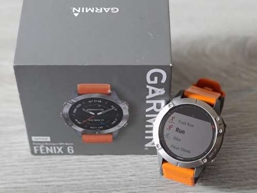 Garmin Fenix 6 - Pro/ Sapphire Edition - Titanium/ Ember Orange Band | Premium Multisport GPS Watch