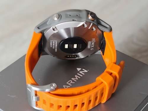 Garmin Fenix 6 - Pro/ Sapphire Edition - Titanium/ Ember Orange Band | Premium Multisport GPS Watch