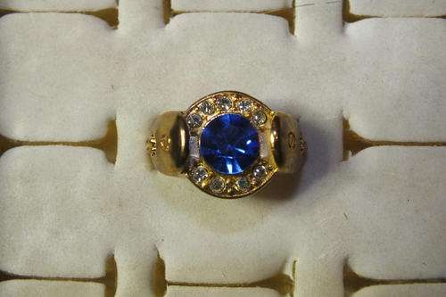 Ring - Gold Plated Corn Flower Blue Topaz & Cubic Zirconia's Ring Fits all Sizes