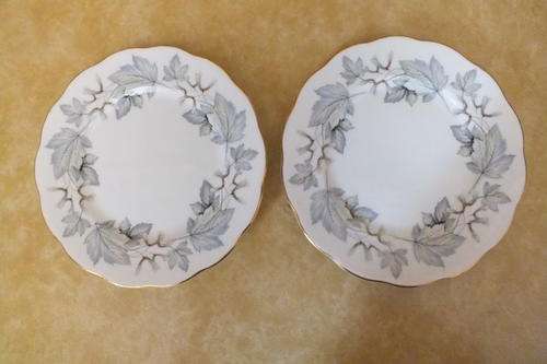 2x ROYAL ALBERT BONE CHINA TEA/SIDE PLATE - "SILVER MAPLE"