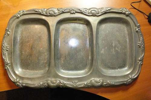 Vintage Three Divided Silver Plate Serving bowl / Dish / Tray