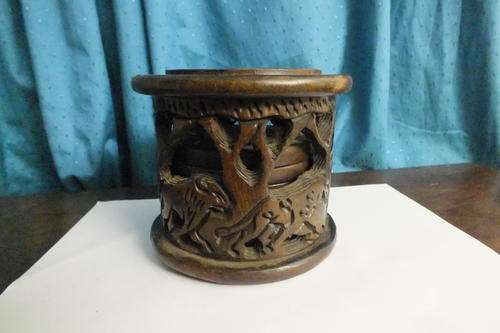 Wooden Coasters 6x + Carved Holder