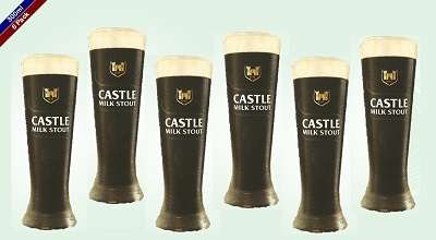6 x Castle Milk Stout Glasses - 300ml SPECIAL !!!!!