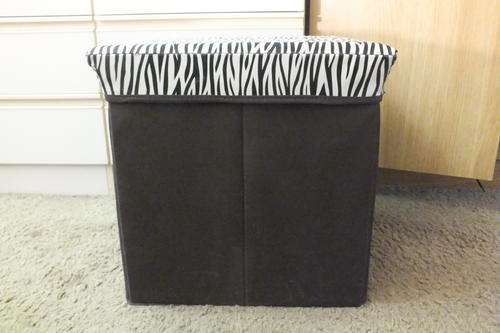Ottoman Storage Small Coffee Table - Foldable - Black And White Stripes