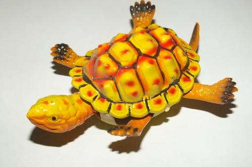 Fridge Magnet - Tortoise - Movable Parts On Springs - Yellow Red + Orange