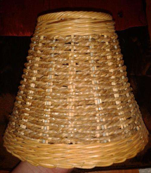 Beautiful wicker 2 tone woven lampshades x 2