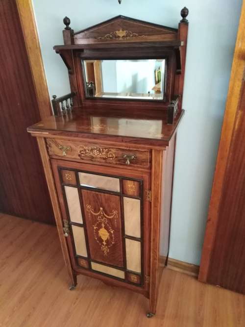 Antique French Inlayed Rosewood Music Cabinet