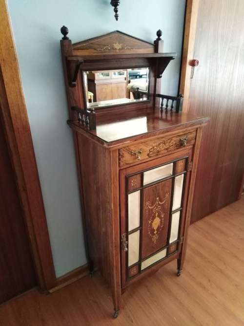 Antique French Inlayed Rosewood Music Cabinet