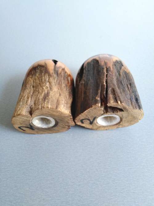 Olive Wood Salt and Pepper Shackers + Salad Servers made of Bone in excellent Condition