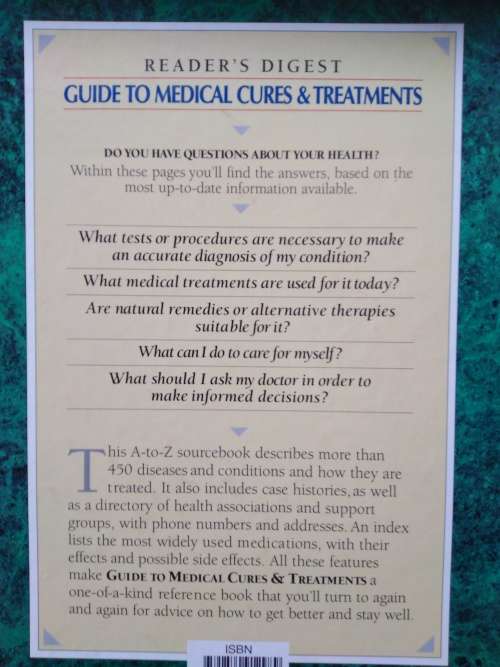 A Guide to Medical Cures and Treatments - Large Readers Digest Hardcover 480 Pages