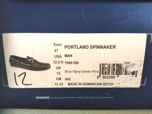 Authentic Men`s Sebago Portland Spinnaker Boat Shoes / Loafers  Size 12 - As New!