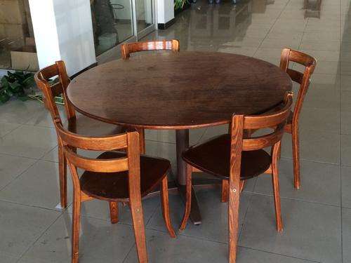 Round Wooden Table + 5 Chairs
