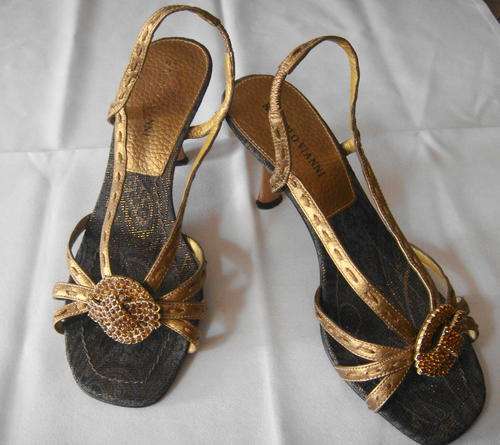 Gold Strappy Sandles by Roberto Vianni