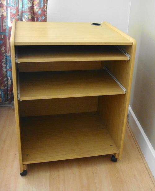 Oak Finish Computer Stand With Sliding Shelves REDUCED!