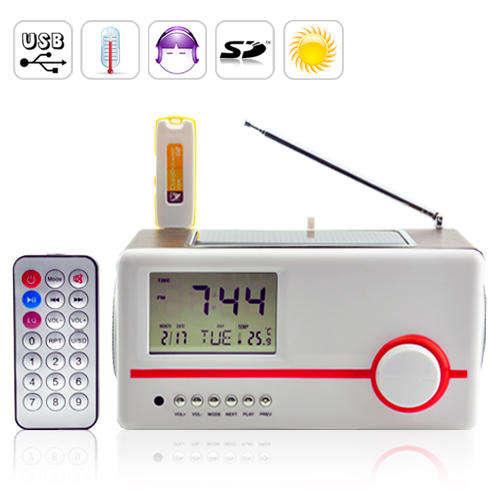 Solar Mini Speaker Charger + MP3 Player + Alarm Clock