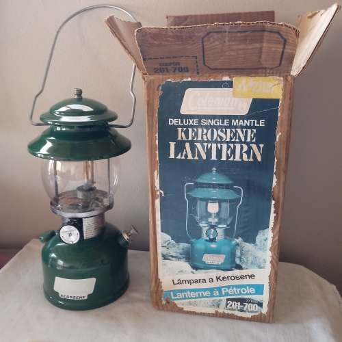 Green Coleman 201 Lamp with Box and Instructions