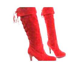 Red Knee High Lace Up Boots Size 6