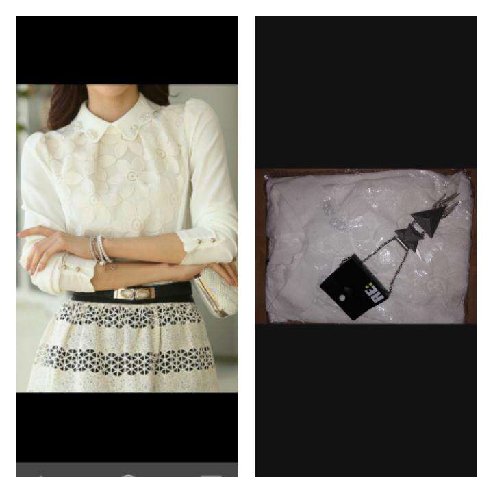Combo ladies cream white lace and chiffon long sleeve top