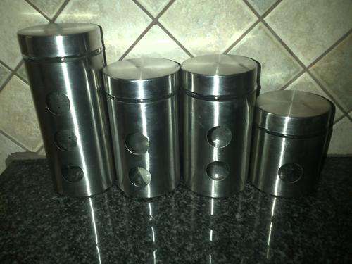 Glass & Metal Kitchen Canister Set of 4