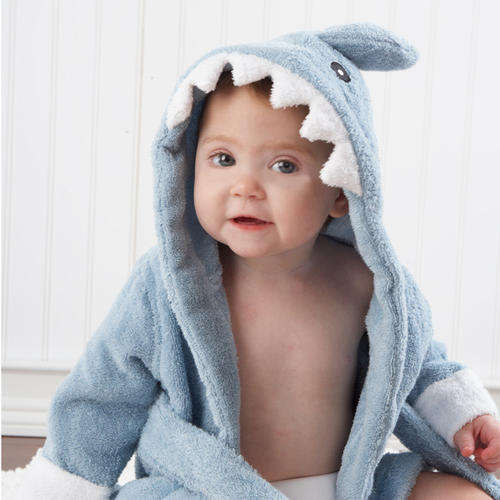 CHRISTMAS SPECIAL!!! Lovely Baby Hooded Towel Wrap / Bath Robe - Blue Shark