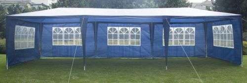 3 x 9m Gazebo Folding Tent Marquee w/ Side Walls for Functions, Weddings, Events, Picnics - Blue