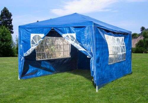 Gazebo Folding Tent Marquee w/ Side Walls 3 x 4m -Blue
