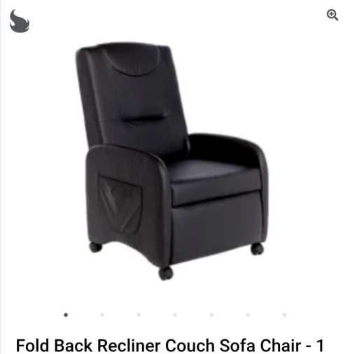 Fold Back Recliner Couch Sofa Chair - 1 Seater (Faux Leather
