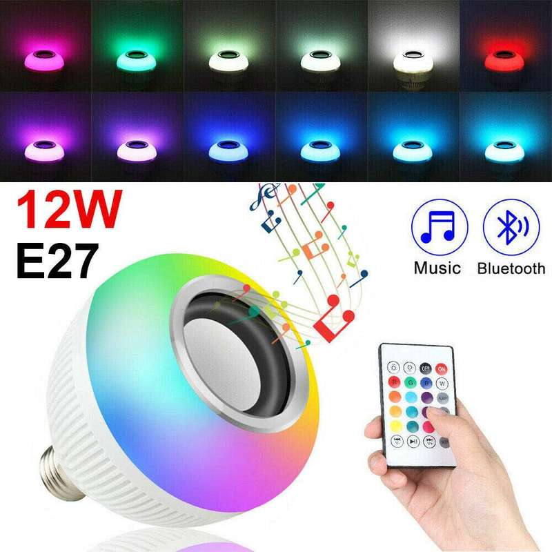 Bluetooth Speaker LED Lamp with Remote Control, E27 Smart Music Lamp, Party Decoration