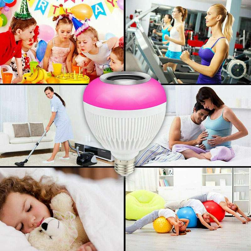 Bluetooth Speaker LED Lamp with Remote Control, E27 Smart Music Lamp, Party Decoration