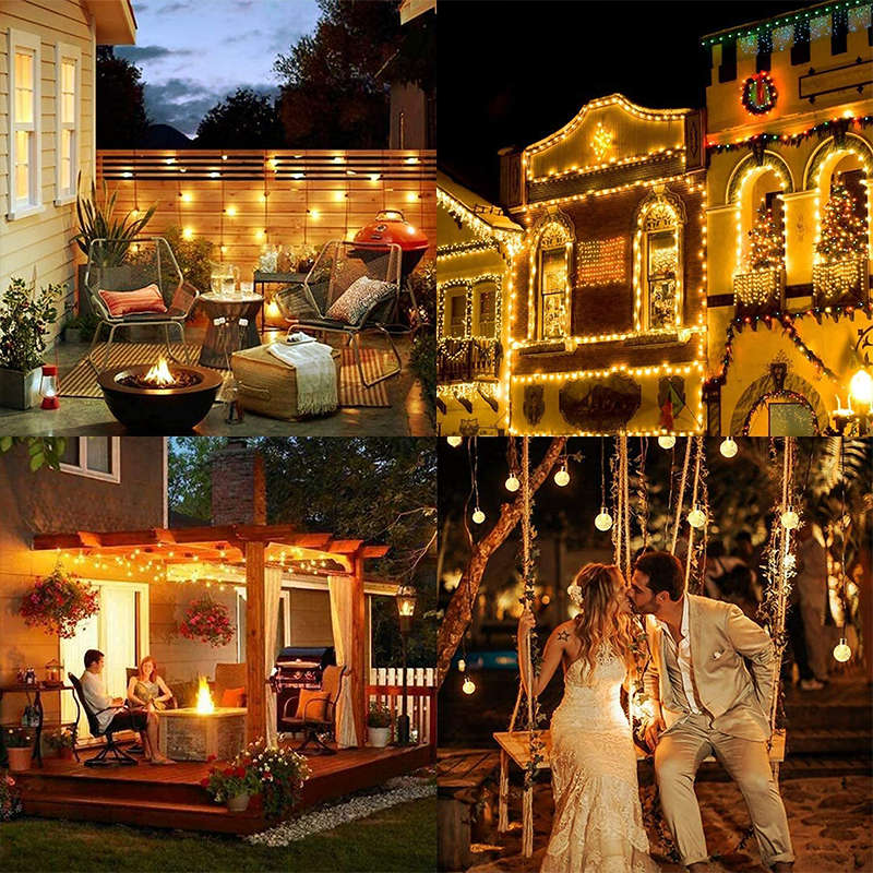 Solar String Light 5M Outdoor Crystal Ball Light Waterproof Light with LED Garden Festival Decoratio