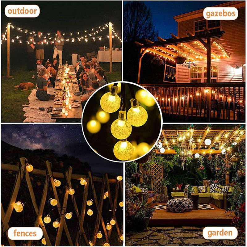 Solar String Light 5M Outdoor Crystal Ball Light Waterproof Light with LED Garden Festival Decoratio