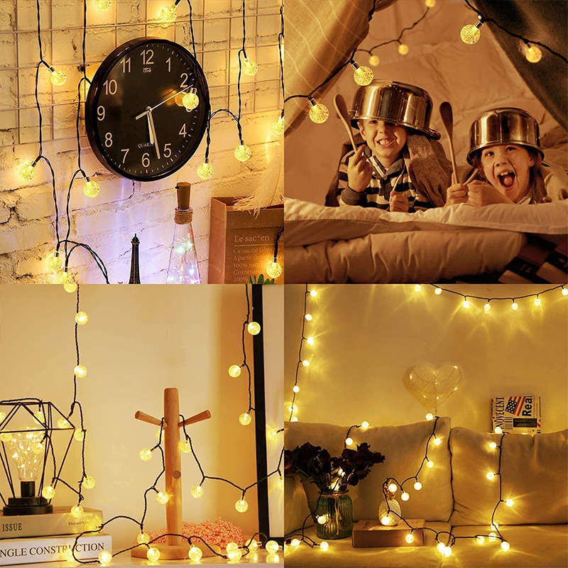 Solar String Light 5M Outdoor Crystal Ball Light Waterproof Light with LED Garden Festival Decoratio