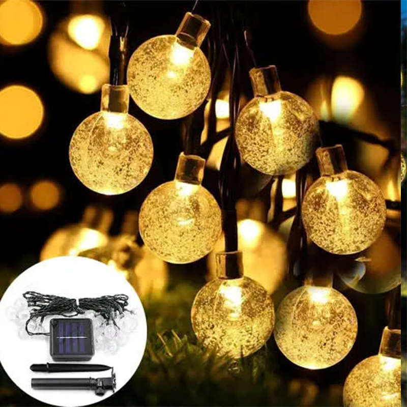 Solar String Light 5M Outdoor Crystal Ball Light Waterproof Light with LED Garden Festival Decoratio
