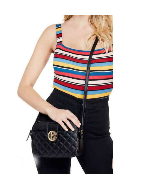 Guess Plush Quilted Crossbody Bag Black