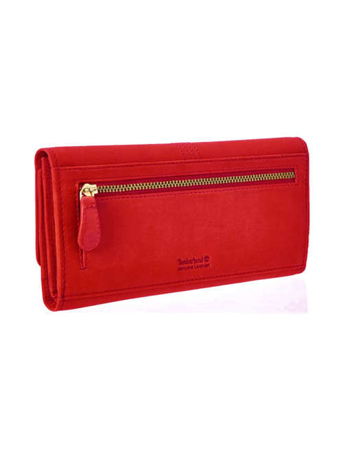 Timberland Leather Flap Wallet Clutch Organizer Cherry