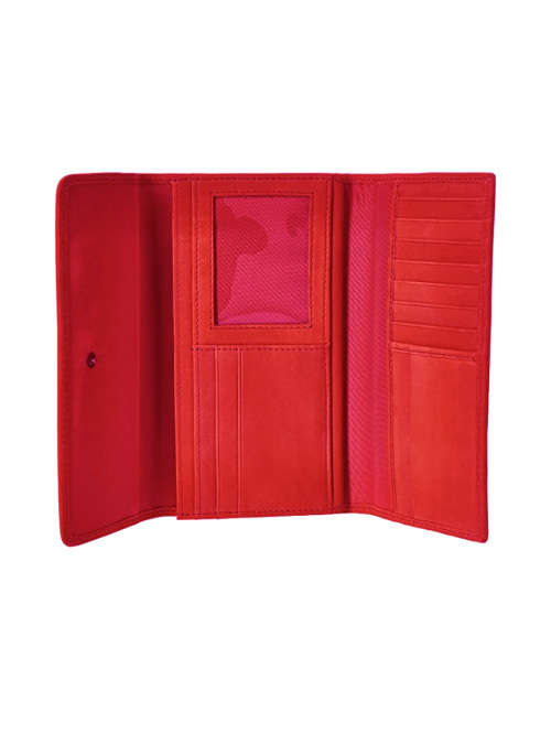 Timberland Leather Flap Wallet Clutch Organizer Cherry