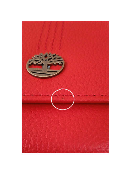Timberland Leather Flap Wallet Clutch Organizer Cherry