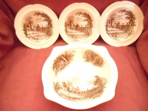 RARE JOHNSON BROS "HADDON HALL"  ONE BIG BOWL & THREE DESSERT BOWLS
