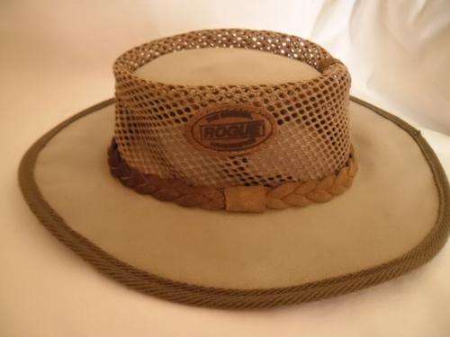 Original ROGUE handcraftet in South Africa Leather & Canvas Mesh Bush Hat, Olive green
