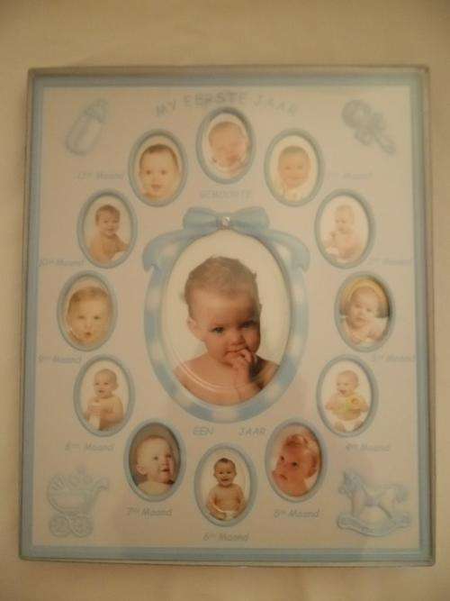 BRAND NEW! ENAMEL PICTURE FRAME "MY EERSTE JAAR" WITH RELIEF DETAILS, ORIGINAL BOX