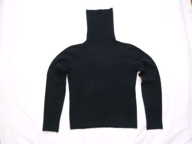 BEAUTIFUL BLACK *ATMOSPHERE* STRETCHY FINE KNIT TURTLE ROLL NECK JERSEY PULLOVER, SIZE 36/38