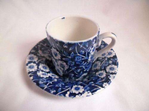 RARE VINTAGE DEMITASSE CUP & SAUCER BURLEIGH WARE CALICO BURGESS & LEIGH LTD. - BURSLEM ENG.