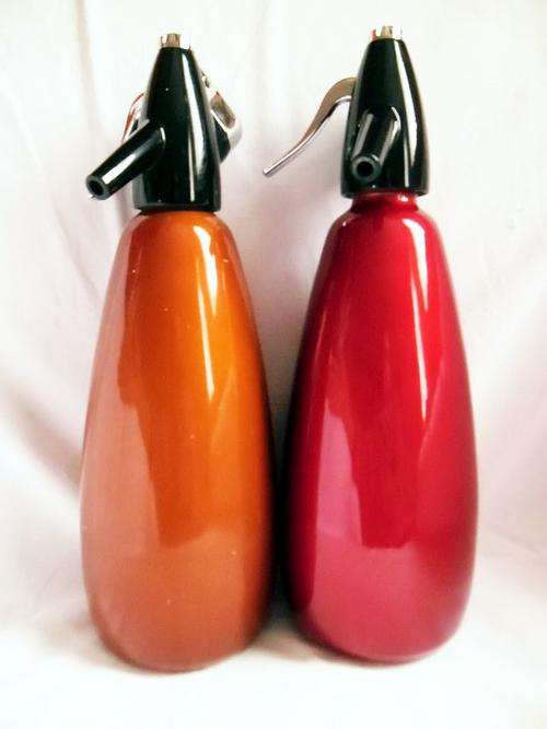 NICE DECORATION: TWO VINTAGE BOC MADE IN ENGLAND SODA SYPHONS